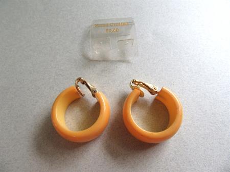 Bakelite Butterscotch Hoop Earrings Never Worn Old Store Stock 