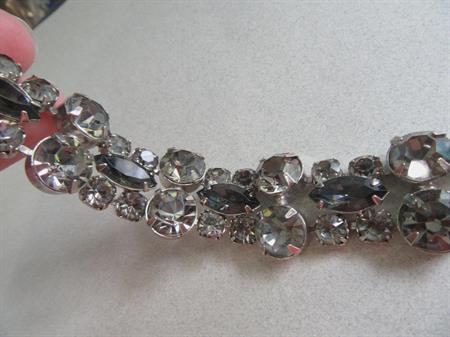 Smokey Rhinestone Bracelet Needs Part of Clasp Replaced Vintage Costume Jewelry