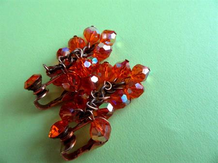 1960's Orange Crystal Earrings Vintage Jewelry
