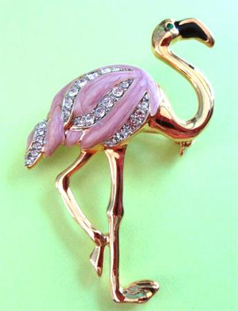 Rhinestone Pink Flamingo Pin Never Worn