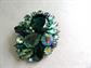 Vintage Juliana DeLizza & Elster  Rhinestone Pin Japanned Setting Vintage Costume Jewelry Emerald Aurora Borealis