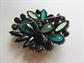 Vintage Juliana DeLizza & Elster  Rhinestone Pin Japanned Setting Vintage Costume Jewelry Emerald Aurora Borealis