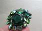 Vintage Juliana DeLizza & Elster  Rhinestone Pin Japanned Setting Vintage Costume Jewelry Emerald Aurora Borealis