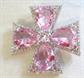 Pink Rhinestone Maltese Cross Pin Renaissance Fair 