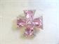 Brilliant Pink Rhinestone Maltese Cross   Costume Jewelry Regal  Renaissance Fair 