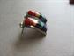 Sterling Silver Earrings Multi Gemstone Rainbow Inlay Pierced Signed DNT Fine Jewelry