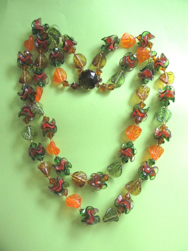 Western Germany Fruit Salad Necklace Signed Vintage Jewelry