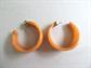 Bakelite Peanut Butter Swirl Hoop Pierced Earrings Vintage Costume Jewelry