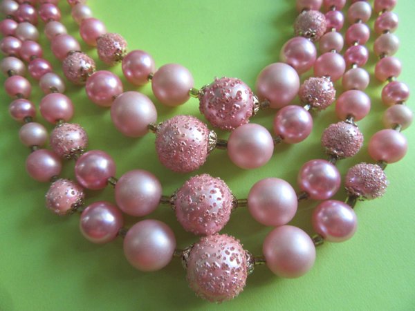 1950's Pink Necklace Japan Vintage Jewelry 