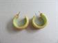 Bakelite Hoop  Earrings Pierced Avocado Green Swirl Vintage Costume Jewelry