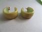 Bakelite Hoop  Earrings Pierced Avocado Green Swirl Vintage Costume Jewelry