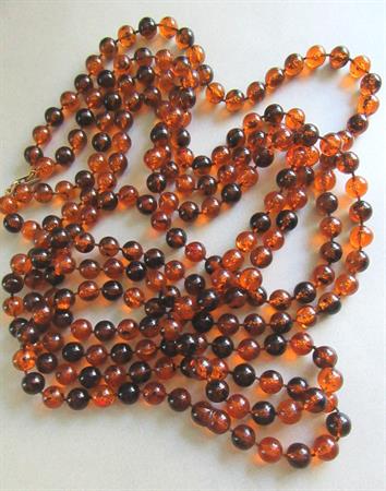 Double Strand Lucite Long Necklace Tortoise Beads 1960's Costume Jewelry '60's Accessories