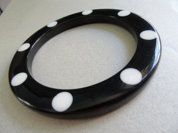 Lucite Polka Dot Bangle Bracelet Larger Wrist Vintage Jewelry