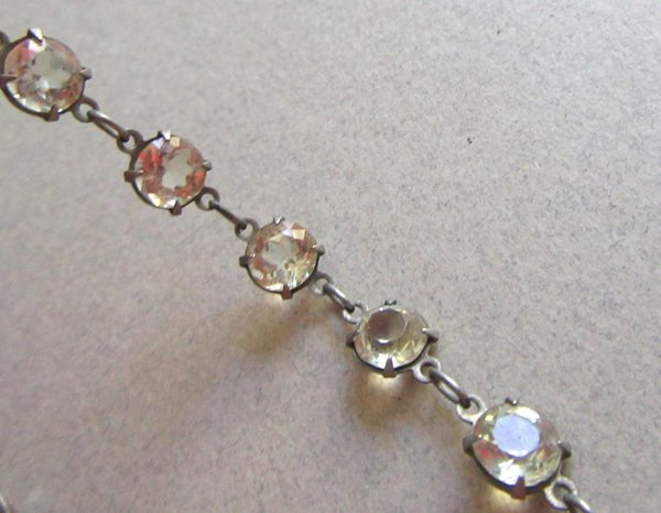 Art Deco Riviere Crystal Platinon Necklace Germany Signed Jewelry