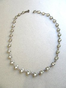 Art Deco Riviere Crystal Platinon Necklace Germany Signed Jewelry