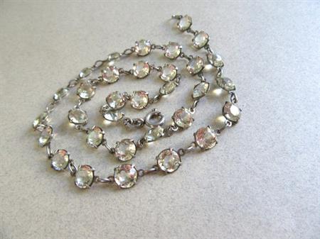 Art Deco Crystal Platinon Necklace Germany Signed Costume Jewelry Open Back Stones Wedding Accesories