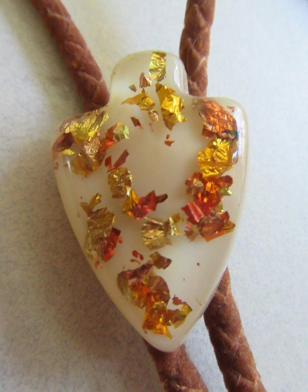 Vintage Bolo Tie Lucite Gold Copper Flakes Western Cowboy