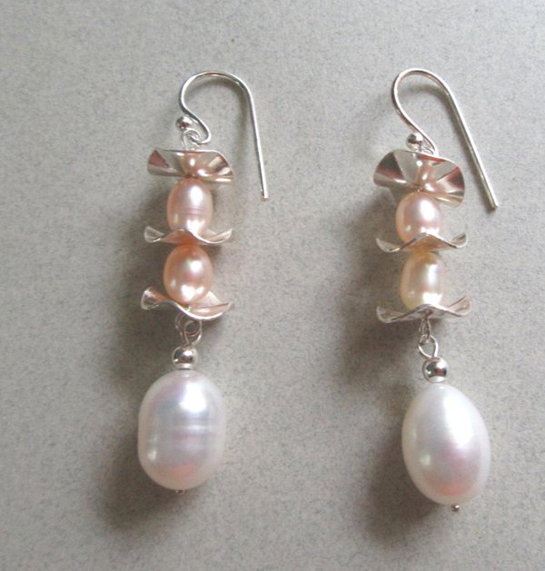 Genuine Pearl Earrings Sterling Silver Fine Jewelry