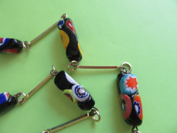 Mod 1960's Mille Fiori Millefiori Glass Necklace Vintage Jewelry