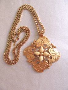 1970's Tancer II Fish Pendant On Monet Chain Signed Vintage Jewelry Pisces