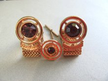 1970's Purple Rhinestone Wrap Cufflinks Set Mens Vintage Jewelry