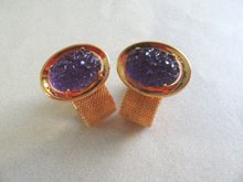 1970's Purple Wrap Cufflinks Mens Vintage Jewelry