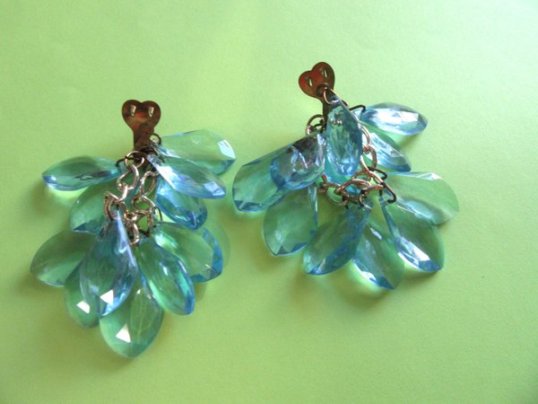 Western Germany Mod Blue Lucite Shoe Clips 1960's Accessories