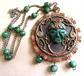 Copper Mayan Mask Stone Necklace Vintage Jewelry Tribal 