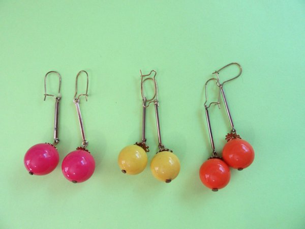 1960's Mod Pierced Earrings Color Choice Vintage Jewelry 