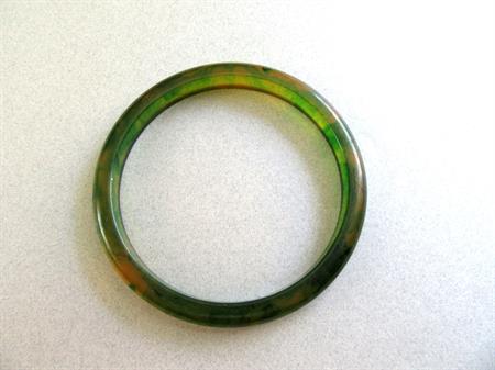 Bakelite Bangle Bracelet Ink Spot Prystal Green Yellow AS IS Vintage Costume Jewelry