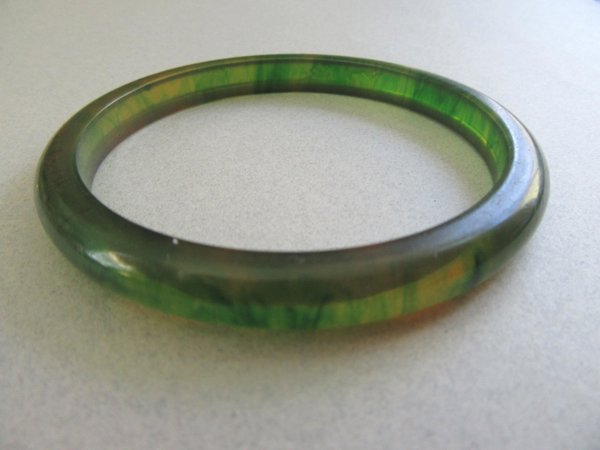 Vintage Bakelite Bangle Bracelet Ink Spot Prystal AS IS 