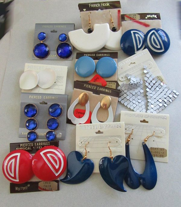 1980's Pierced Earrings Lot Vintage Jewelry