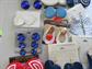 1980's Pierced Earrings Lot Old Store Stock  Original Cards Navy Blue Red White Vintage Costume Jewelry