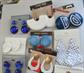 1980's Pierced Earrings Lot Old Store Stock  Original Cards Navy Blue Red White Vintage Costume Jewelry