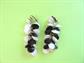 1960's Mod Cha Cha Clip On Earrings Black and White Vintage Costume Jewelry Twiggy Go Go