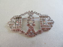 Art Deco Rhinestone Coro Dress Clip Pin Cage 