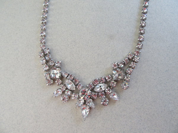 Kramer Rhinestone Choker Necklace Signed Jewelry 1950's Accessories