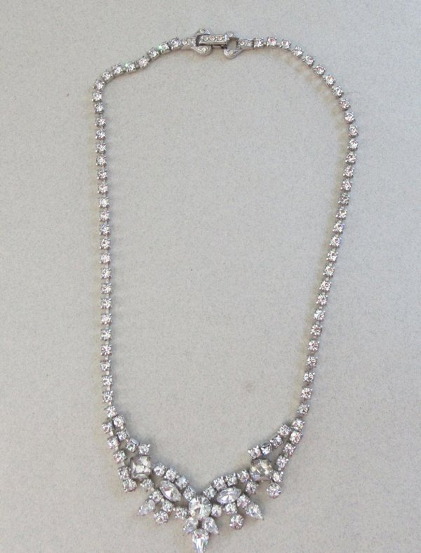Kramer Rhinestone Choker Necklace Signed Jewelry 1950's Accessories
