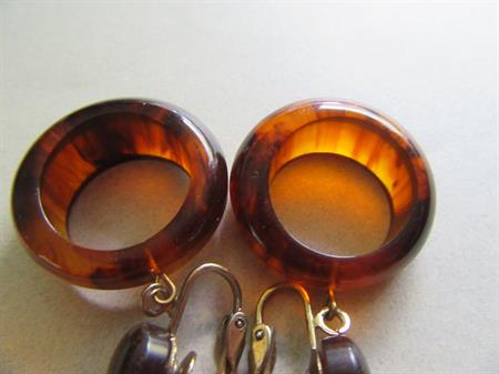 Bakelite Earrings Tortoise Hoops Vintage Jewelry 