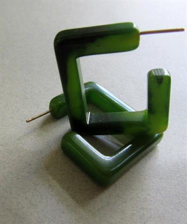 Green Bakelite Pierced Earrings Vintage Jewelry
