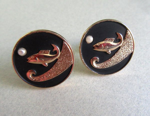 Swank Fish Cufflinks Mens Vintage Jewelry 