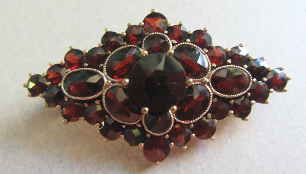 Genuine Bohemian Garnets Pin Signed NORM Fine Jewelry 