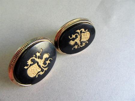 Swank LARGE Intaglio Glass Cufflinks Cuff Links Knight's Helmet Crest Men's Jewelry Shirt Accessories 