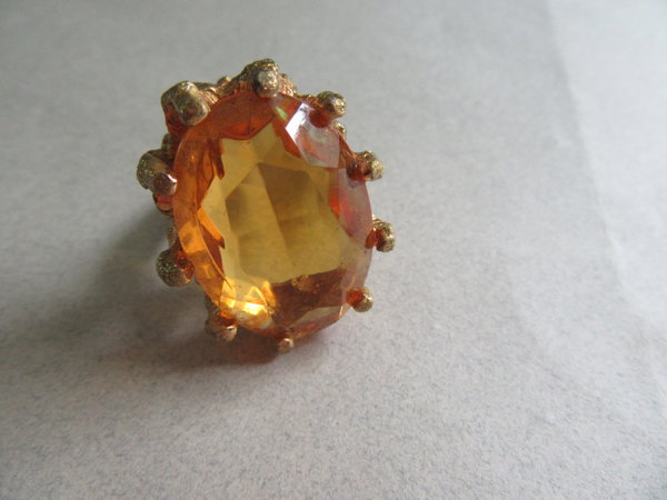 1970's Amber Glass Ring Vintage Jewelry Renaissance Accessories