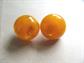 Bakelite Mid Century Chunky Earrings Dome Egg Yolk Clip On Vintage Costume Jewelry Yellow