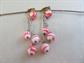 Mod 1960's Glass Earrings Clip On Red and White Baseball Design Vintage Costume Jewelry