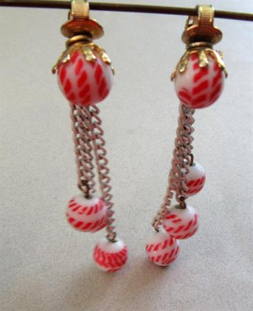 Mod 1960's Glass Earrings Vintage Jewelry