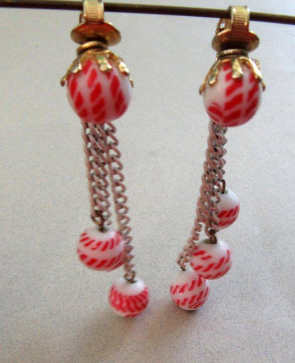 Mod 1960's Glass Earrings Vintage Jewelry