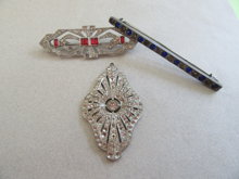 Art Deco Victorian Rhinestone Bar Pin Jewelry Lot Destash Pins Pendant Repurpose 