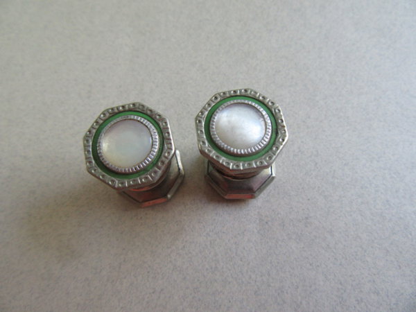 Art Deco Snap Link Cufflinks Mother of Pearl Celluloid Mens Jewelry